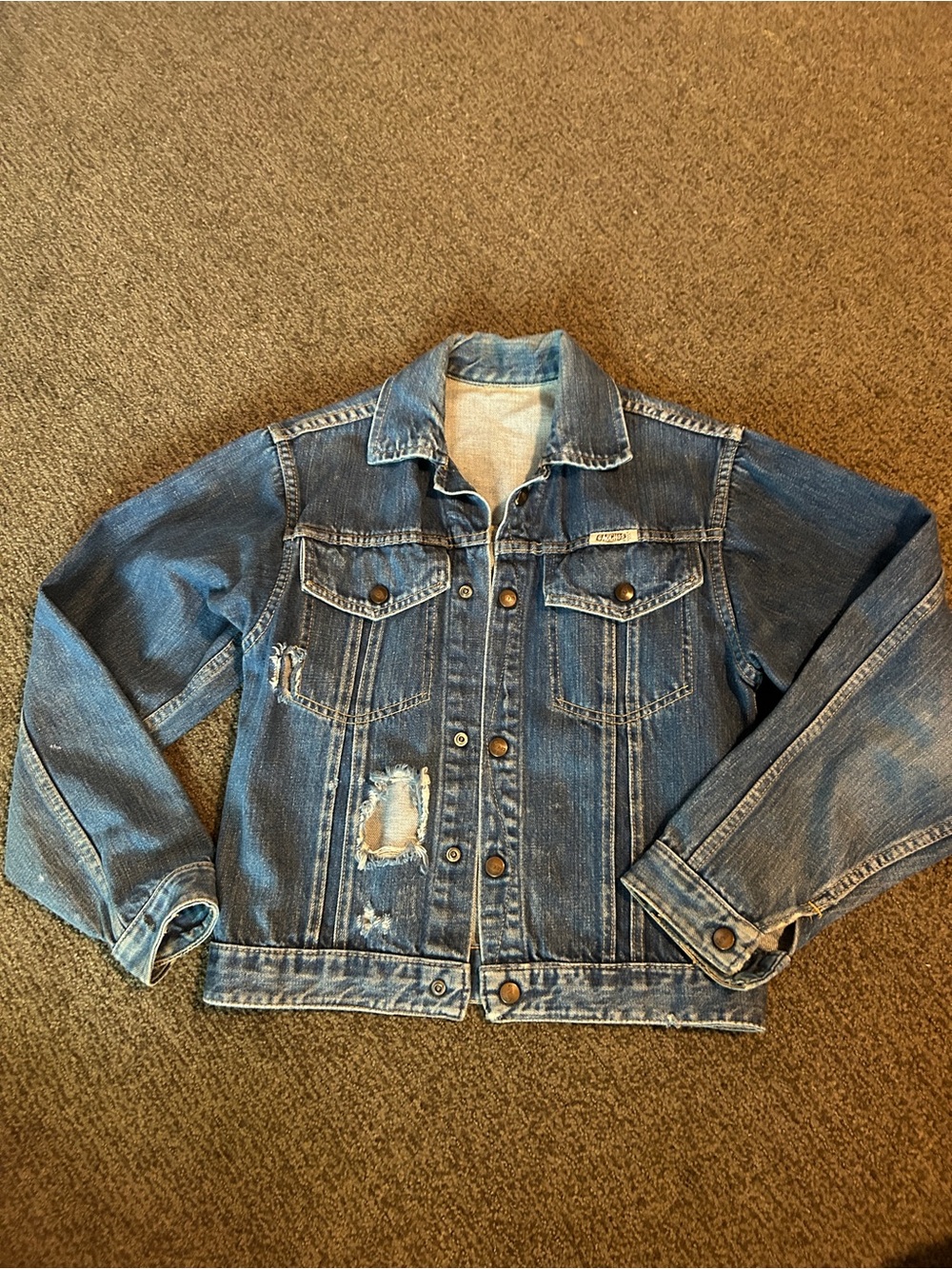 Classic Distressed Blue Denim Jacket - Men's